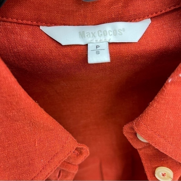 Max Cocos Linen long sleeves red shirt size S buttoned down women’s - Picture 3 of 13